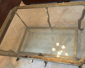 Lot 134: Vintage glass coffee table with metal frame