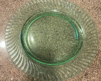 Lot 209: Green Glass Plate with Ribbed Rim