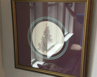 Lot 145: Framed botanical art, decorative cushions, USB charging hub, and Wildflowers by Cricket tile