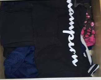 Lot 30: Black athletic pants with Champion and Adidas branding