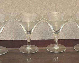 Lot 4: Set of Six Etched Martini Glasses