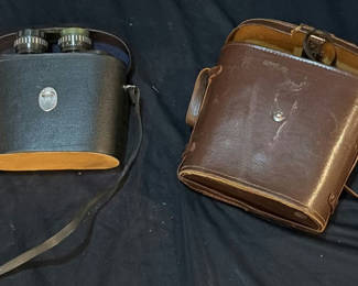 Lot 160: Vintage binoculars with leather cases