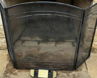 Lot 144: Fireplace screen with portable LED floodlight