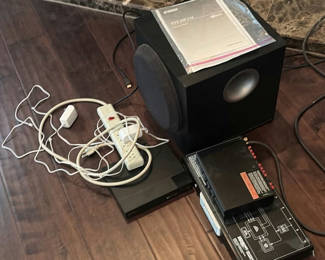 Lot 212: Yamaha YST-SW216 Subwoofer, Sony BDP-S3700 Blu-ray Player, and Monster Power HTS1600