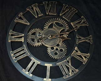 Lot 201: Industrial gear wall clock with Roman numerals
