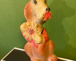 Vtg. 1965 Baby World Squeak Toy Tall Hound Dog w/Flowers & Jacket