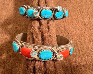 Effie Calavaza Zuni Snake Sterling Silver cuff bracelets