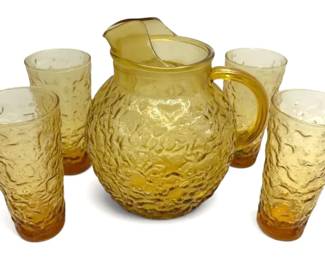 Amber Glass Pitcher Cups