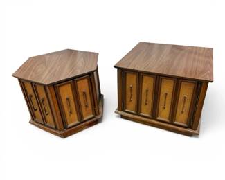 Set Of Two Side Tables W Faux Wicker Detailing
