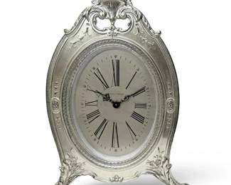 Waltham Silver Standing Floral Mechanical Clock