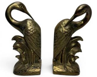 Brass Crane Bookends