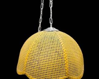 Vintage Yellow Wicker Swag Lamp