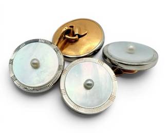 14k Gold Mother of Pearl Cufflinks 6.37g