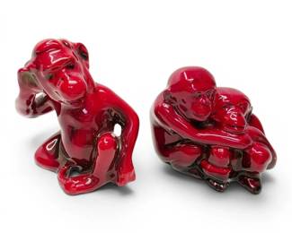 Royal Doulton Flambe Monkey Figurines