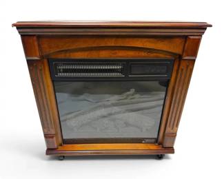 Wooden Electric Fireplace W Wheels