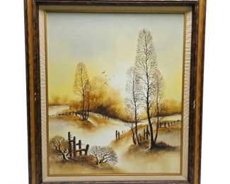 Vintage Landscape Oil Painting Signed E. Manning 25.5 x 29.5