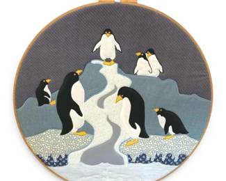 Quilted Penguins On A Hoop