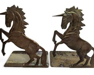 Brass Unicorn Bookends