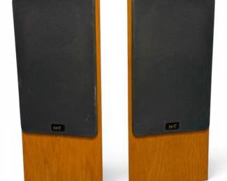 Two NHT Model 1.3 Bookshelf Speakers W Oak Veneer