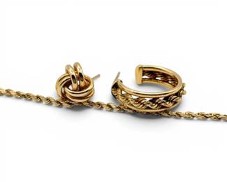 14k Gold Scrap Bracelet Single Earrings 2.12g Total