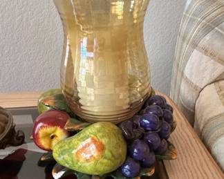 Chris Madden Ceramic Fruit Hurricane Candle Holder second image