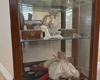 Vintage Display Cabinet with Assorted Decorative China and Collectibles fourth image