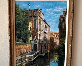 Venetian Canal Scene Painting by Giambruni