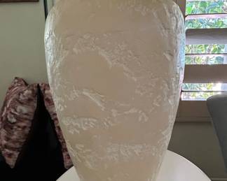 Textured Ceramic Table Lamp with Wood Base in Chinoiserie Style second image