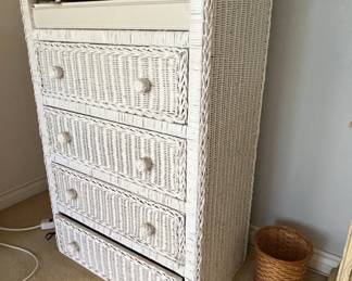 Henry Link White Wicker Dresser with Media Shelf