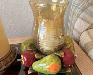 Chris Madden Ceramic Fruit Hurricane Candle Holder