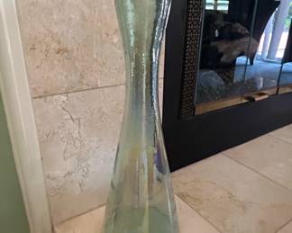 Large Iridescent Blown Glass Vase