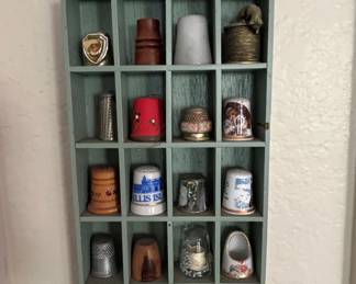Collection of Assorted Thimbles and Vintage Display Shelves second image