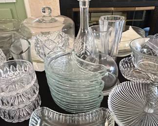Assorted Vintage Glassware Collection Including Carnival Glass, Pressed Glass, and Cut Glass second image