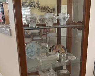 Vintage Display Cabinet with Assorted Decorative China and Collectibles third image