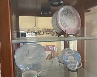 Vintage Display Cabinet with Assorted Decorative China and Collectibles second image