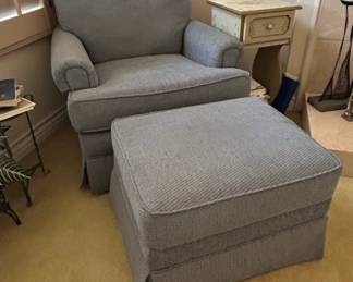 Comfortable Upholstered Swivel Glider Armchair and Ottoman Set