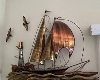 Curtis Jere Sailboat Wall Sculpture
