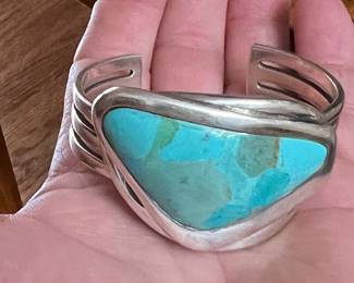 Huge chunk of a cuff!!!… Sterling silver and turquoise by locally headquartered multi-national producer Barse