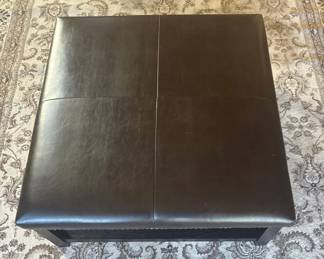 Faux Black Leather Ottoman