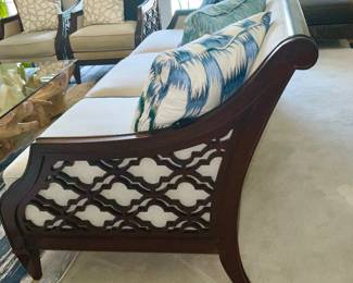 TOMMY BAHAMA SOFA W/CUSTOM CHENILLE UPHOLSTERY