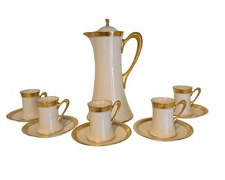 Lenox Aristocrat Pattern Gold Trim Chocolate Pot Cups and Saucers