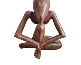 Carved Wooden Praying Man Sculpture