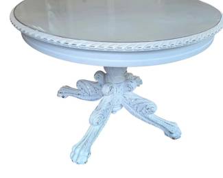 Beautiful Mahogany Distressed Look Round Pedestal Table
