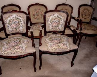 SET OF NEEDLEPOINT ARMCHAIRS