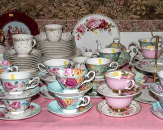 TABLES FULL OF CERAMICS - TEAPOTS - TEACUPS - MORE!