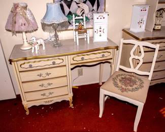1960S WHITE BEDROOM FURNITURE - DESK - DRESSER - NIGHTSTAND