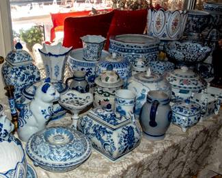 TABLES OF BLUE AND WHITE CERAMICS