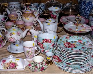 TABLES FULL OF CERAMICS - TEAPOTS - TEACUPS - MORE!