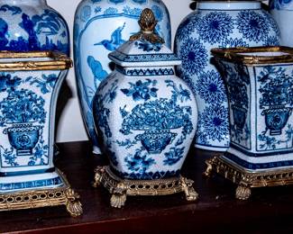 TABLES OF BLUE AND WHITE CERAMICS