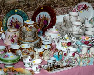 TABLES FULL OF CERAMICS - TEAPOTS - TEACUPS - MORE!